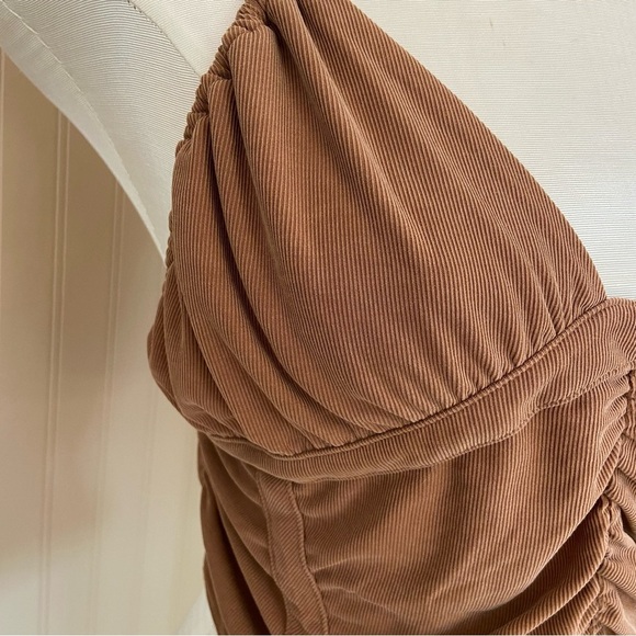 URBAN OUTFITTERS Chocolate Brown Corset Crop Top Women’s Size Large - Picture 3 of 6